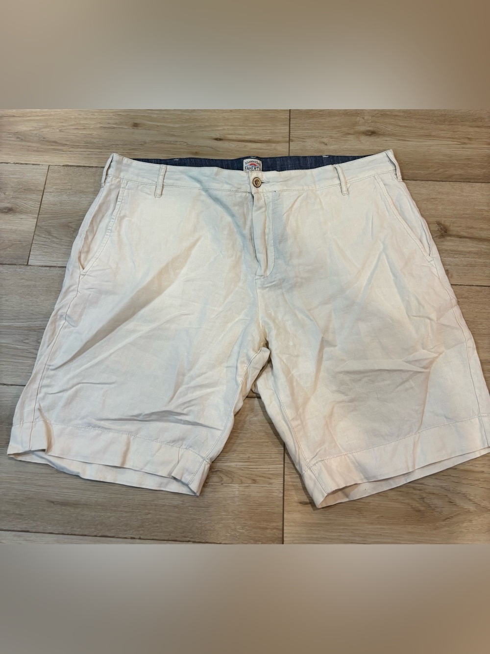 Faherty Malibu Shorts Cotton Linen Blend Summer Tan Khaki Men's 36 9” Inseam